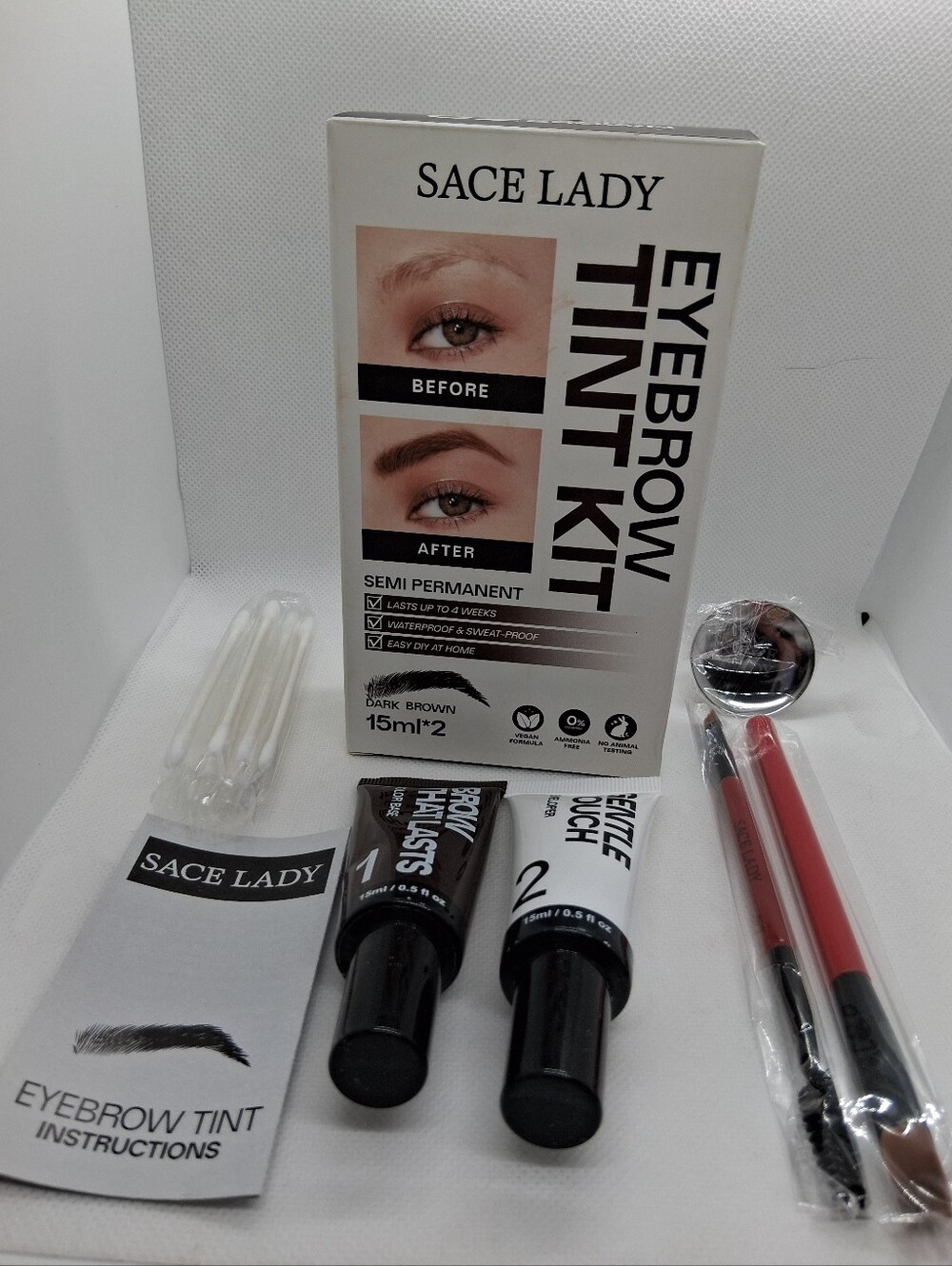 Sace Lady Dark Brown Eyebrow Tint Kit - Semi Permanent
